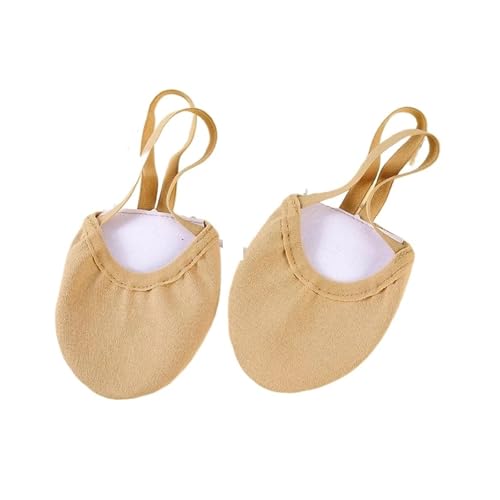 VFIDPSU Zapatillas de Gimnasia de competición con Media Palma y Tejido elástico de Cuatro Lados for Fitness y Ejercicio.(Camel,XL 39-40)