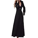  FNKDOR Manteau d\'hiver pour Femmes Automne Hiver Vintage Punk Gothique Noble Manteau Mince Trench Veste Longue Parka Outwear(Noir,S=FR(32))