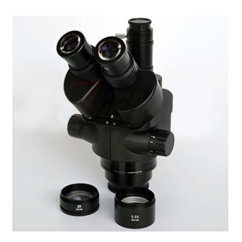 ラボ用顕微鏡アクセサリー 3.5X-90X 同時焦点三眼ズーム実体顕微鏡ヘッド SZM45TN 165mm 歩行距離(Black)