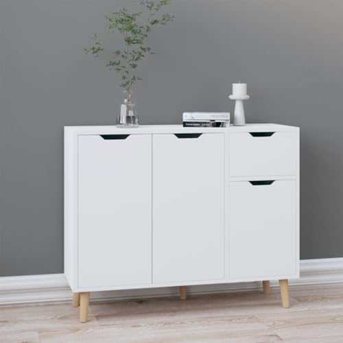 CFODOJ Muebles y almacenaje, bufés y aparadores para el hogar, color blanco brillante, 90 x 30 x 72 cm, madera de ingeniería