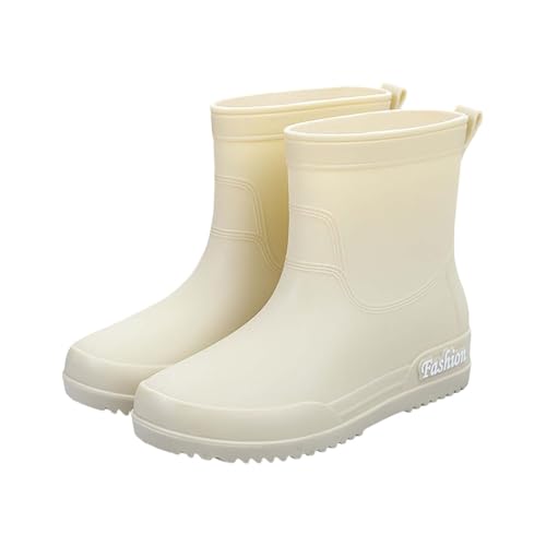 UnoSheng Botas de invierno para hombre, botas cortas al tobillo para exteriores, a la moda, para mujer, zapatos casuales para botas, beige, 37.5 EU