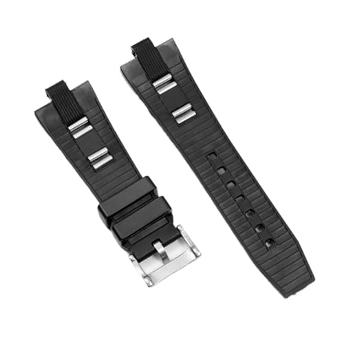 Bracelet montre noir caoutchouc silicone 26x9mm convexe réparez votre Diagono