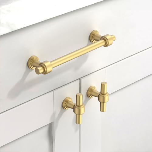 Image of 10 Pack 1 inch(25mm) Brushed Gold Cabinet Knobs for Cabinets and Drawers Kitchen Cabinet Hardware Dresser Knobs