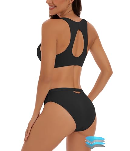 Beautikini Period Swimwear Menstrual Two Piece Swimsuit Leakproof Bikini Sets Sporty Bathing Suit for Teen Girls