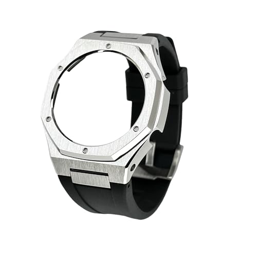 GA2100 Casioak Modification Kit – Octagonal 316L Stainless Steel Bezel and Fluororubber Strap Compatible with Casio G-SHOCK GA-B2100/GA-2100/GA-2110, Includes Installation Tools
