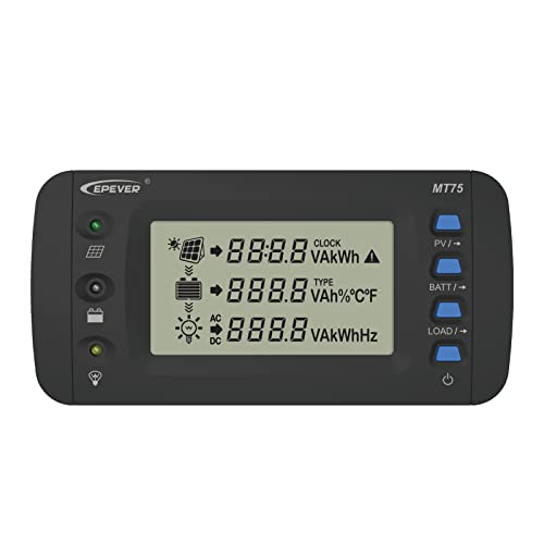 EPEVER MT75 Display/Fernbedienung für EPEVER Laderegler und Wechselrichter, geeignet für Echtzeit-Anzeige und Überwachung von Laderegler und Wechselrichter