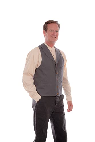 Image of Scully Men's Blue & Beige Cotton V-Neck Slim Fit Vest