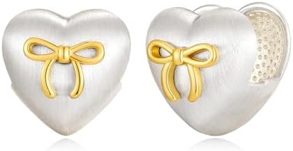 Gold Silver Minimalist Heart Hoop Earrings, Cute Bowknot Design, Hypoallergenic Valentines Gift for Women