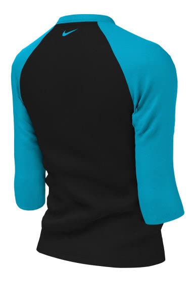 Nike Swim Girls' Logo Short Sleeve Hydroguard Black SM (7-8 Big Kids) / Black