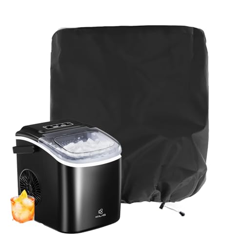 Image of Ice Maker Cover for Kilig H01B Countertop, Dustproof & Waterproof Cover for Portable Ice Cube Maker Machine - Polyester Material - Black