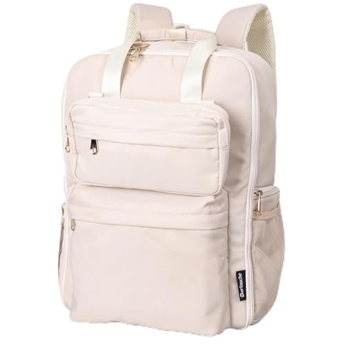 BERTASCHE Travel Backpack for Women with 15.6 inch Laptop Sleeve, 35L Carry On Backpack Flight Approved, Personal Item Travel Bag for Work Business Trip Weekender Expandable Casual Daypack, Beige