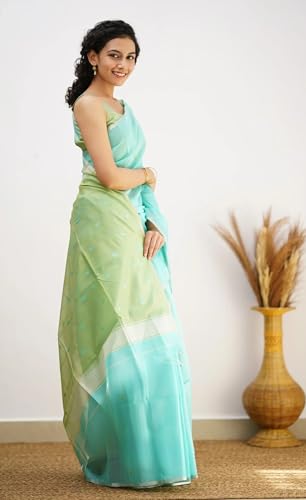 Image of Women's Cotton Soft Silk Sarees | Jamdani Cotton Saree With Attach Unstitched Blouse Piece