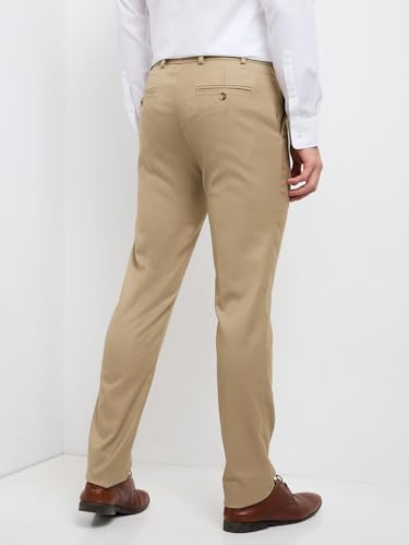Image of Raymond Men Slim Fit Structure Pattern Polyester Blend Flat Front Formal Trouser