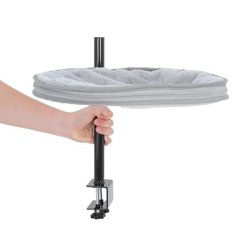 Lit pour chat de bureau rotatif gris en maille respirante