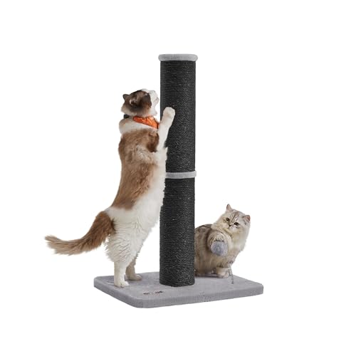 Feandrea Albero per gatti XL, 85 cm di altezza, tronco di 13 cm di spessore, palo per artigliare, adatto per gatti medi e grandi, in Sisal, con palla, campanello, nero inchiostro PCA041B01