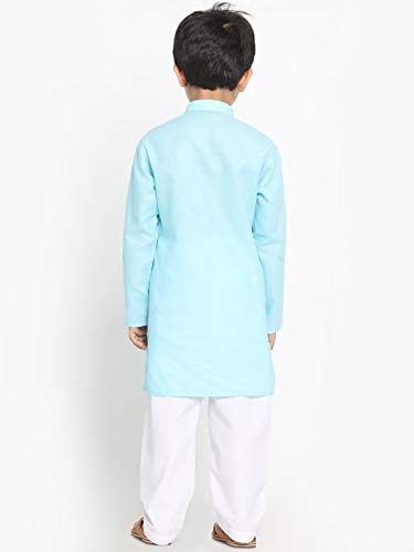 Image of JBN Creation Boys Cotton Blend Kurta Pyjama Set - Ethnic Elegance for Festivals | Comfortable Classic Collar Full Sleeves Kurta for Kids