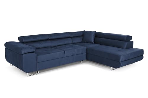 COMFORTINO FURNITURE Ecksofa mit Schlaffunktion PASTI L-Form, Sofa Couch mit Bettkasten, 3-Sitzer Eckcouch, Schlafsofa für Wohnzimmer, Big Sofa Couch mit Schlaffunktion (Blau, Ottomane Rechts) COMFORTINO FURNITURE Ecksofa mit Schlaffunktion PASTI L-Form, Sofa Couch mit Bettkasten, 3-Sitzer Eckcouch, Schlafsofa für Wohnzimmer, Big Sofa Couch mit Schlaffunktion (Blau, Ottomane Rechts)