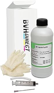 Unblock Print Head Nozzles for Epson, brother, hp, Canon, Kodak Lexmark inkjet printerts. Printer Cleaning Kit Cleaner Flush nozzles and head with 500ml of bottle of universal cleaning Fluid and Kit