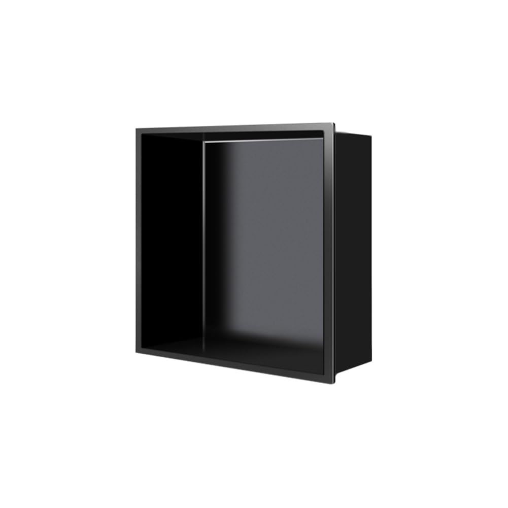 QUSYZD Stainless Steel Shower Niche, Bathroom Wall Organizer Shelves No Tile Needed, Waterproof Recessed Niche Shower Storage Caddy, Black-32X32X12.5Cm,Grey,32x32,Black-32x32x12.5cm