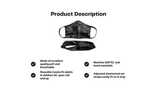 Washable Cloth Face Mask Reusable Comfortable Two Piece Stylish Protective Fabric Face Cover Indoor or Outdoor - Image 3
