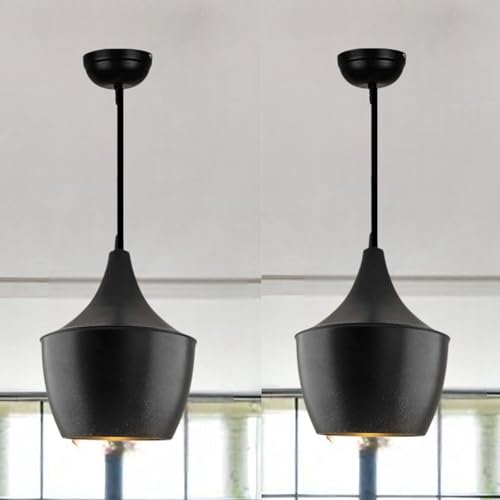 Image of GreyWings Modern Black Aluminium Pendant Light for Ceiling, Adjustable Hanging Lamp with, Decorative Indoor Light for Living Room, Kitchen, Dining,(Big) Pack of 2