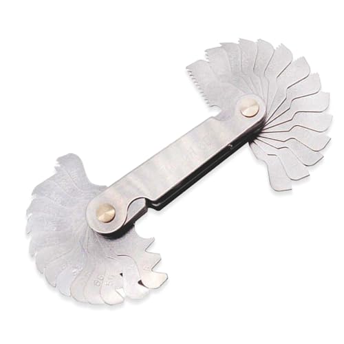 52 Blätter Gewindelehre Set,Edelstahl Radiuslehre,Radienlehre,60° Metrisch und Zoll UNC UNF Whitworth 55°,24-Blätter 0,25-6,0 mm 28-Blätter 4G - 62G,für Präzisionsmessungen Feingewinde Messwerkzeug