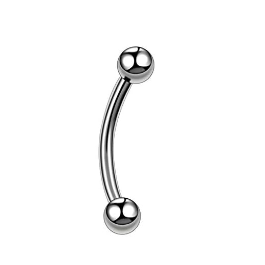 16g Färgglada Spike & Ball Curved Eyebrow Barbell Piercing G23 Titanium Banan Ögonbryn Öronbrokel Tragus Piercing Smycken (Color : 1.2x6x3x3mm, Size : Silver v Ball)