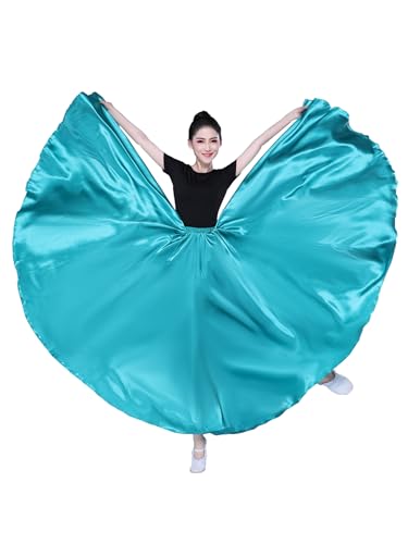 Jupe de danse longueur cheville pour femme - Jupe de danse du ventre - Costume moderne - Maxi jupes pour ballerine - 360 °540 °720 °, Vert 720°, taille unique