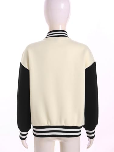Kids Girls Color Block Sweatshirt Baseball Jacket Varsity Jacket School Outerwear Jacket4