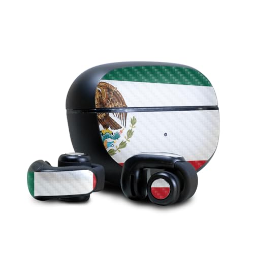 Image of Carbon Fiber Skin Compatible with Bose Ultra Open Earbuds - Mexican Flag - Premium 3M Vinyl Protective Wrap Decal Cover - Easy to Apply | Crafted in The USA by MightySkins
