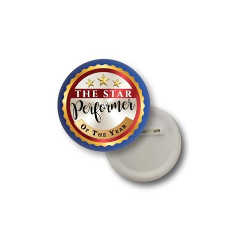 Image of D2C Star Performer Recognition Badges - 58MM Award Pins (Month /Week /Year) | Office & Student Achievement | Employee, School, Academic ID Badge Set (5 /10 /25 pcs)