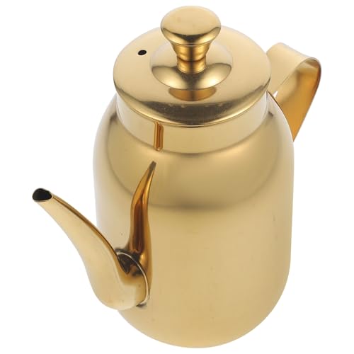 HAKIDZEL Botella Aceitera de Acero Inoxidable 300 Ml Color Dorado Filtro para Aceite y Vinagre, Dispensador de Aceite para Cocina Doméstica, Recipiente Multifuncional para Condimentos