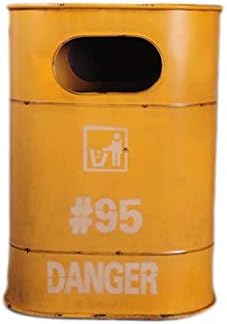 OPYTR trashcan Loft Retro Iron Industry Wind Trash Can Waste Recycling Compost Bins Large Oil Barrel Shape Storage Outdoor Dustbins Gallon (Color : Yellow, Size : 18.9111.0325.61inchs)