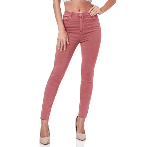 Jean skinny marron en denim stretch haut de gamme taille haute push-up