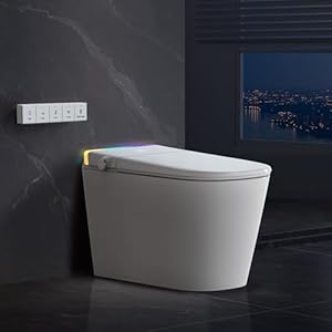 Smart Toilet with Built-in Tank & Bidet, 4-Second Quiet Flush, Dual User Memory, Auto Open/Close, Foot Sensor Flush, Self-Cleaning, Tall Height, Heated Seat, Elongated One-Piece Design (ZY760A)