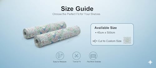 Image of Dribble EVA Shelf Liner Mat 45x500cm Roll, Non Slip Drawer & Cabinet Liner for Kitchen, Waterproof Oilproof Washable Fridge Mat | Anti Skid Cupboard Wardrobe Multipurpose Mat (Green /Red Mandala Art)
