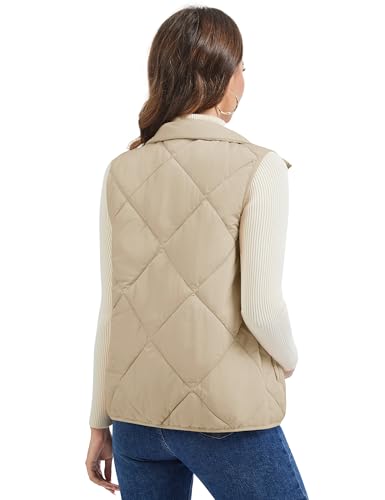 MAGCOMSEN Womens Puffer Vest Sleeveless Lightweight Winter Jackets Quilted Zip Up Coats Stand Collar Padded Outerwear Vests4