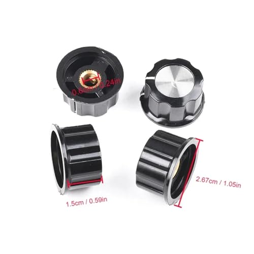 Potenciómetro RV24YN20S 5K Ohm con perilla A03 de 6mm y placa de escala para control 6