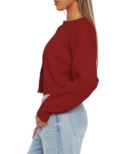 Image of Balimtoy Women's Cropped Cardigan Sweaters Long Sleeve Button Down Sweaters Knit Cardigan Cute Y2k Open Front Crop Top