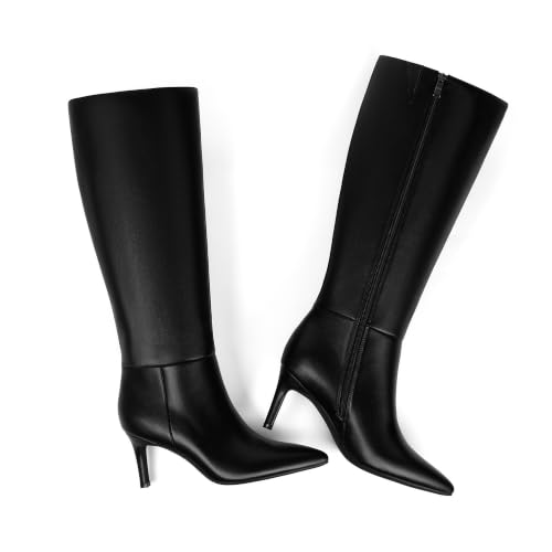 Image of Easyfox Knee High Boots Women Pointed Toe Stiletto Heel Tall Boots | Side Zipper,3 In Stiletto Heel,Fall Spring Winter Fashion Dress Tall Boots,Evening Bridal office Long Boots