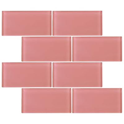 Tile Generation TCSAG-14 3x6 Pink Glass Subway Tile -Kitchen and Bath Backsplash Wall Tile (1sqt)