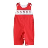 Lil cactus Red Santa Smocked Overalls, 12-18 Months