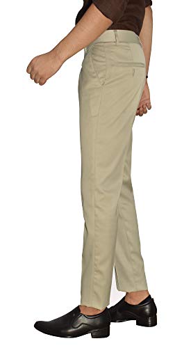 Image of KUNDAN Slim Fit Men Light Grey Polyester Viscose Blend Trousers