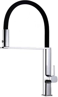 MIce - Grifo de cocina extraíble de caño alto - Monomando fregadero con teleducha - Mangera Flexible 360º - Serie Menorca Cromado GCE019 Imex