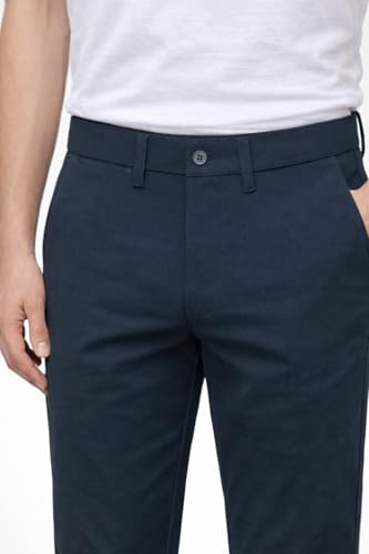 Image of DENRO Men's Slim Fit Cotton Stretch Trousers | Smart Casual & Workwear Pants for Office Use | 98% Cotton 2% Spandex Fabric | Mid-Rise Tailored Fit | Sizes 28-38