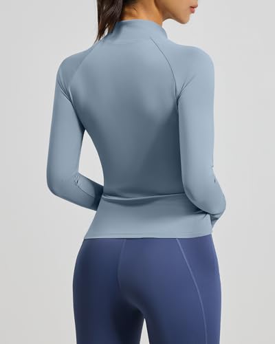 Locachy Jaqueta esportiva feminina leve para treino slim fit zíper completo Butterluxe Cropped Runni