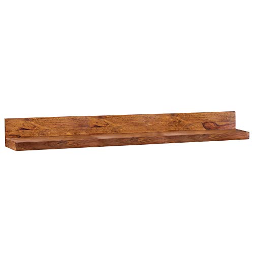 WOHNLING Mensola in Legno massello Sheesham mensola di Legno 160 Centimetri Stile Rustico Muro-Shelf Vero Legno Bordo della Parete Prodotto Naturale