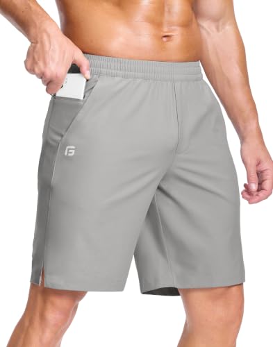 Image of GGJ Men's Lightweight Athletic Shorts with 2 Zipper Pockets 7 inch /9 inch /5 inch Gym Workout Running Quick Dry Tennis Shorts for Men
