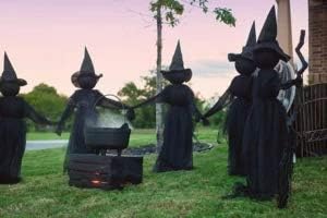 Visiting Light-Up Witches with Stakes-Set of 3,Waterproof Light-up Witches with Stakes-Cute and Funny,Great Gifts,Ideal for Home Outside Party Decorations. ((Lighting + HAT + Clothing) 3 Sets)