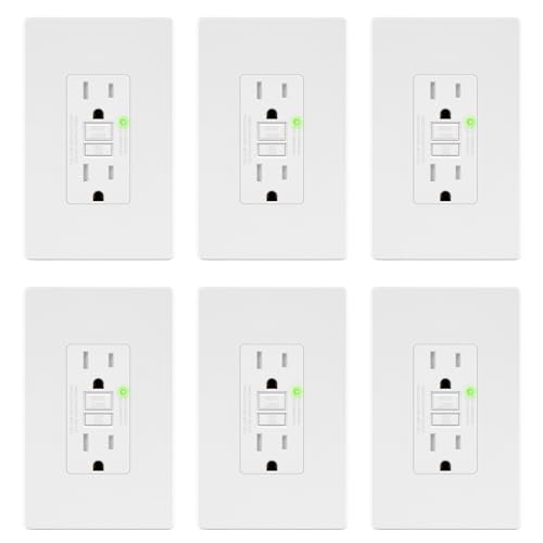 Image of LIDER GFCI Outlet 15Amp, GFCI Receptacle, ETL Listed, Matte White, 6-Pack | Tamper-Resistant Receptacle, LED Indicator, Screwless Wall Plate, Thermoplastic, No-False-Trip, Matte White